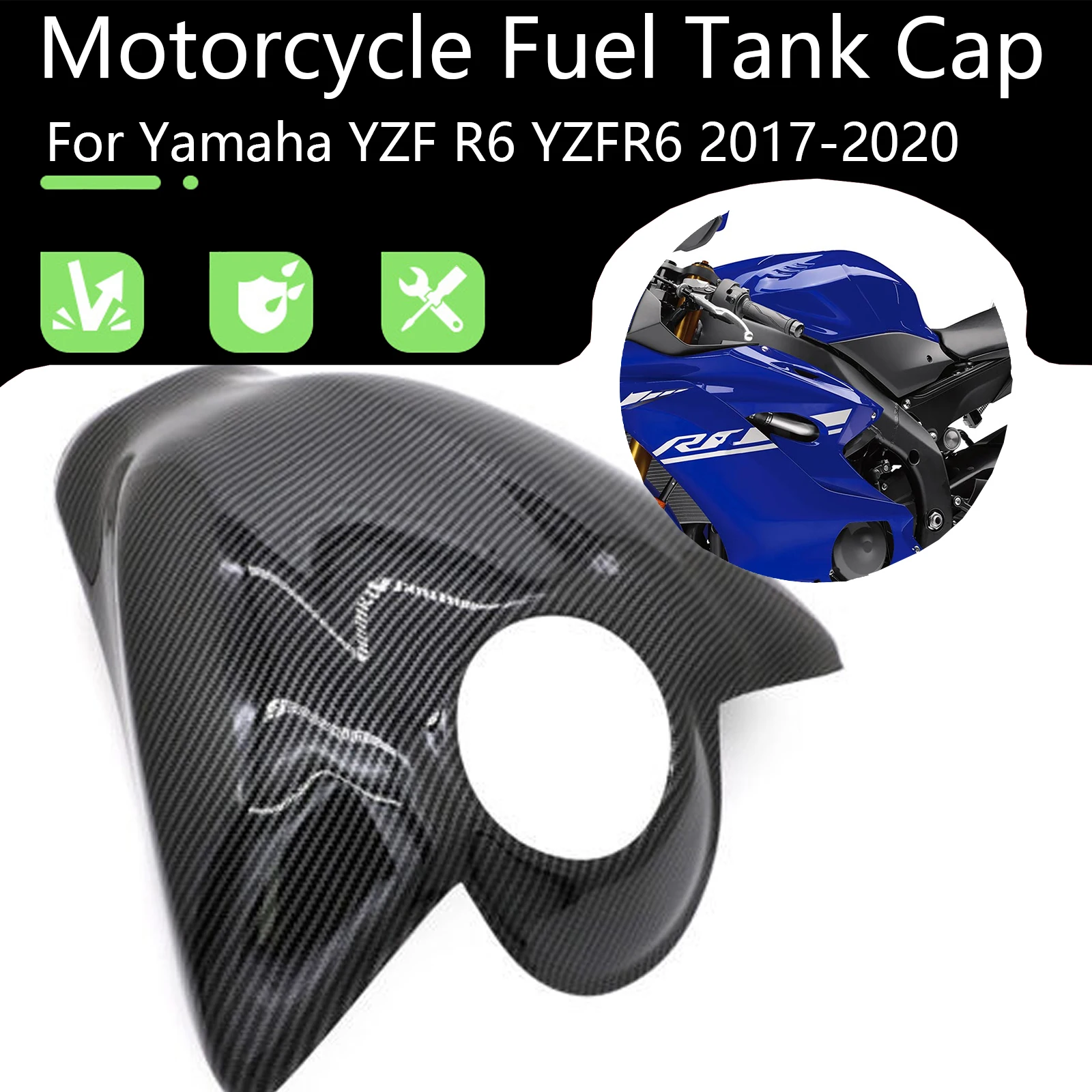 Motorcycle Accessories Fuel Tank Cap Protection Cover For Yamaha YZF R6 YZFR6 2017-2020 Fuel Vapor Cover High-Quality ABS