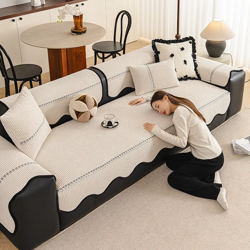 1pcs Universal Irregular Chenille Sofa Cover Non-Slip Durable Dustproof Seat Cushion Anti Cat Scratch Protector for Living Room