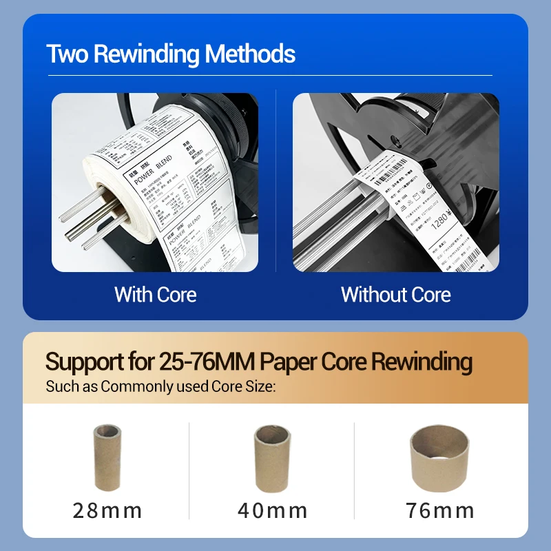 V8 sinkronisasi otomatis 20W 120mm lebar Label Rewinder merekat sendiri Label Tag stiker Barcode Rewinder mesin pelabelan