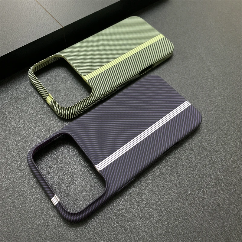 Contrast Clash Color Carbon Fiber Thin Matte Case for iPhone 17 Pro Max 16 15 14 13 12 11 Stripe Pattern Shockproof Bumper Cover