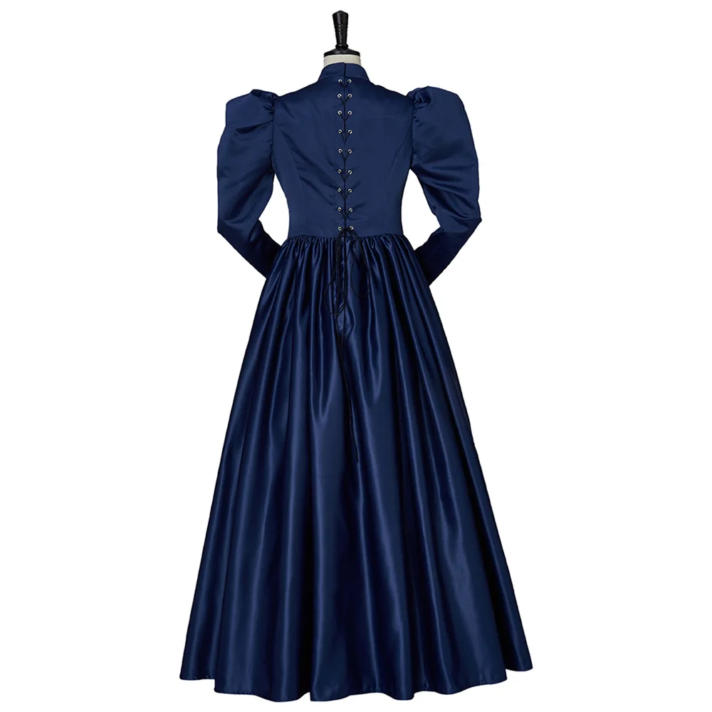 Viktorianisches Gothic Vintage Blaues Trauerkleid Erwachsene Frauen Mittelalterliche Königin Prinzessin Weihnachten Karneval Ballkleid