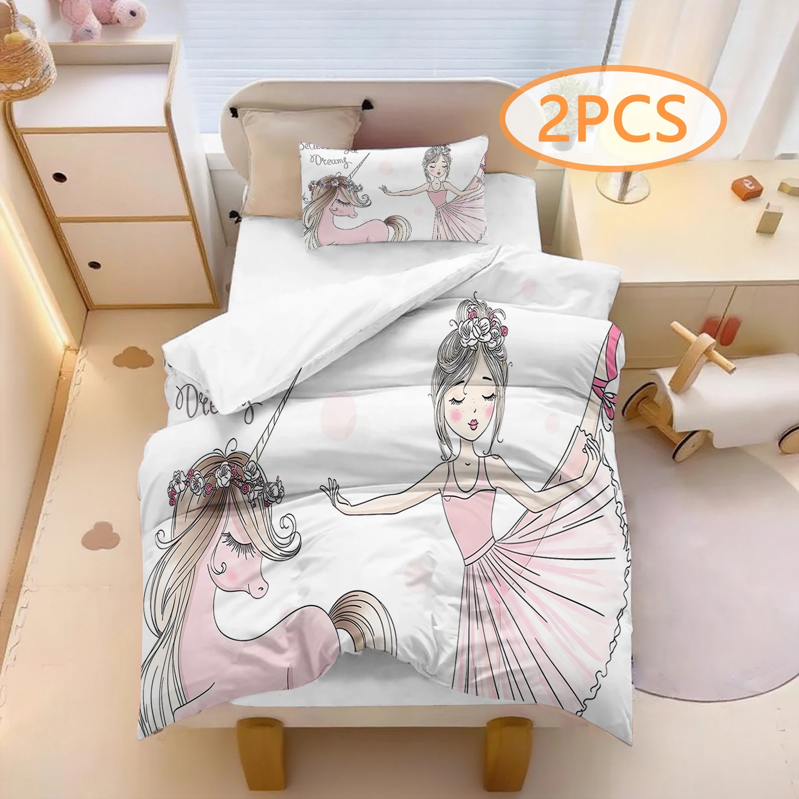 little-ballet-girl-unicorn-duvet-cover-set-bedding-set-comforter-sets-3d-children's-2-piece-baby-child（no-filling-material）