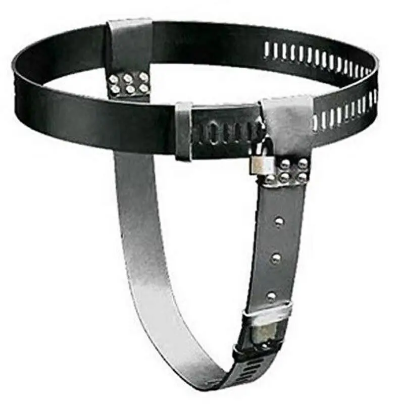 

Faux Leather Locking Woman Chastity Belt Harness Restraint Crotch Binding Gear