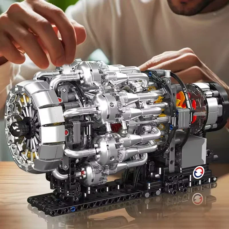 قالب King 10216 Turbojet نموذج المحرك الطوب-1214 قطعة لتقوم بها بنفسك بناء عدة الجذعية هدية الكريسماس للمراهقين وعشاق الطيران