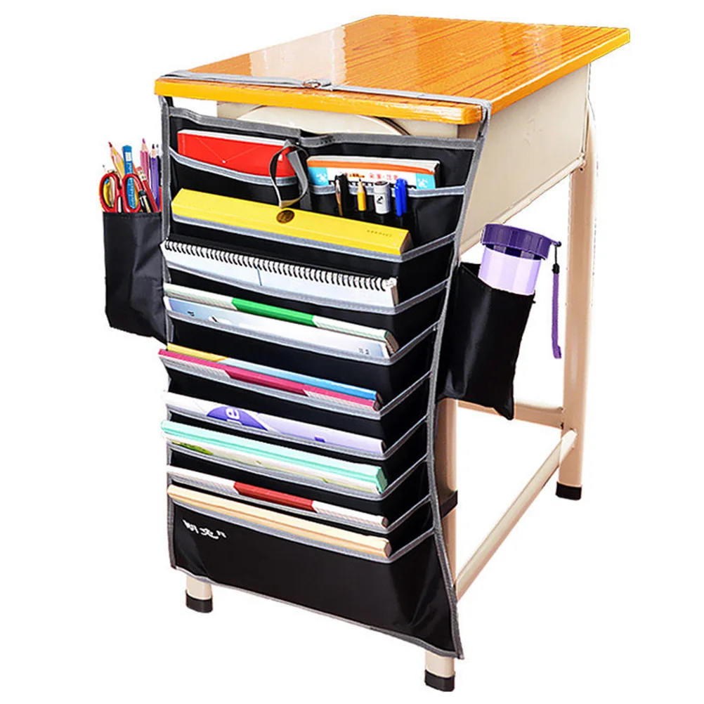 

Stationery Desk Hanging Bag Book Organizer Paper Storage Black Bags for Student Desks