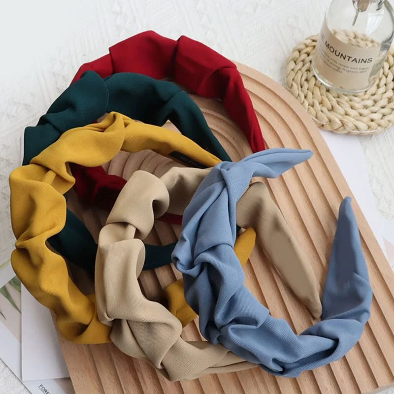 

Fashion Hair Band Five Flower Solid Color Folds Pattern Hair Hoop Headbands Designer Haarband Hair Accessories For Women