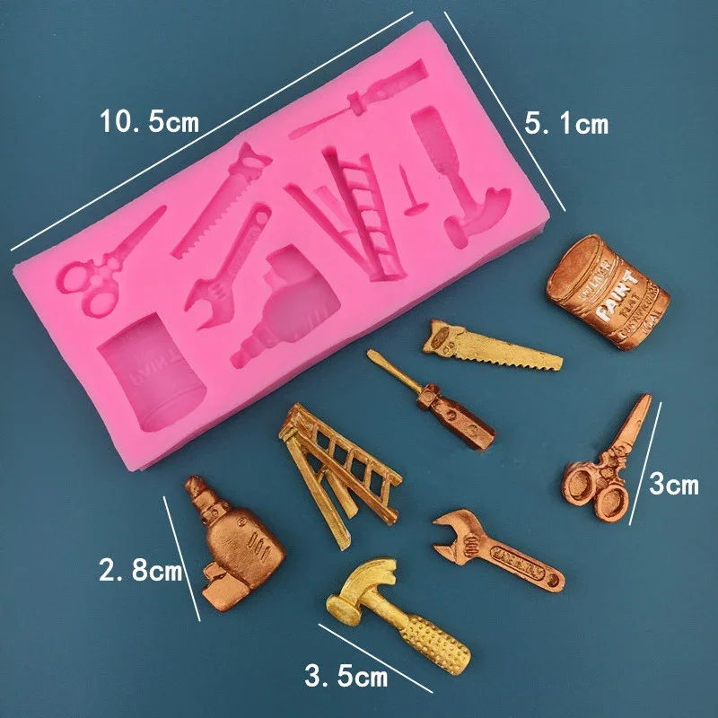 3D Hardware Spanner Scissors Saw Ladder Silicone Fondant Moulds Cake Decorating Baking Candy Chocolate Gumpaste Sugar Molds