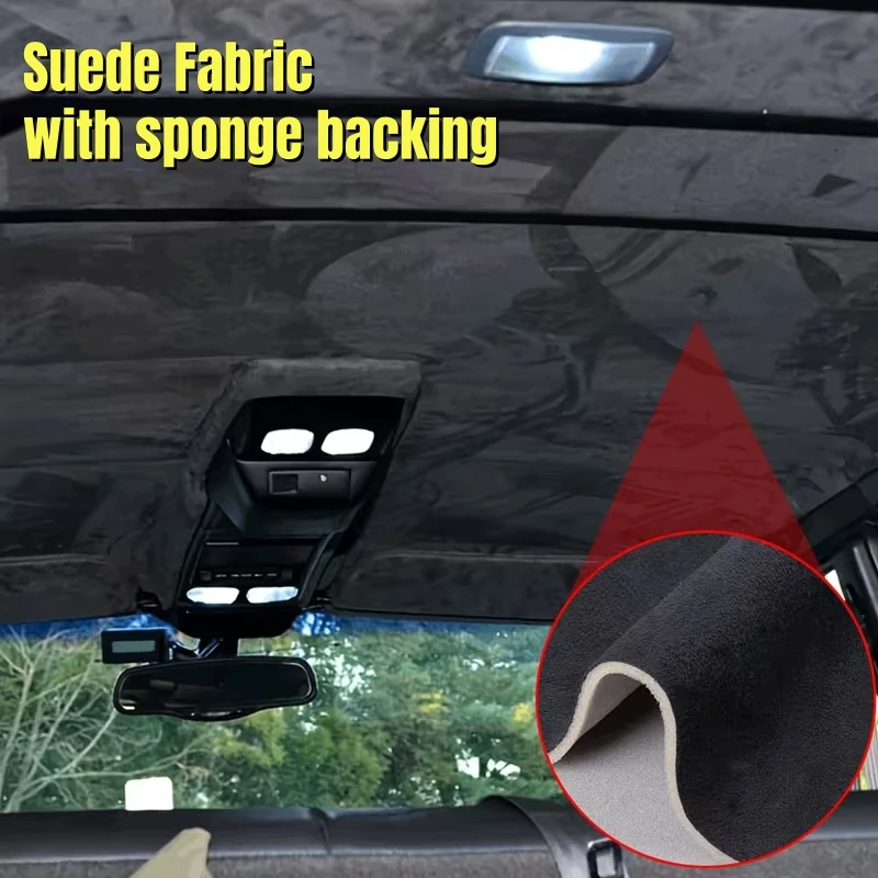 Max 250×150cm Luxury Suede Fabrics for Car Upholstery Auto Interior Lining Material with Sponge Backed Suede Car Roof Sky Fabric