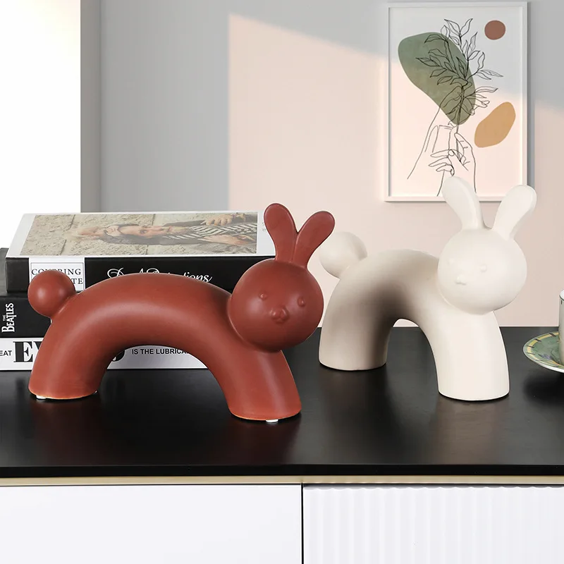 

Nordic simple ins ceramic rabbit ornaments creative home living room soft decorations wedding gifts