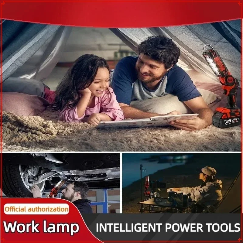 Lampe de travail lampe de poche pliante LED pour la réparation de voiture, éclairage de camping d'urgence à domicile, réglable en deux étapes pour batterie Milwaukee