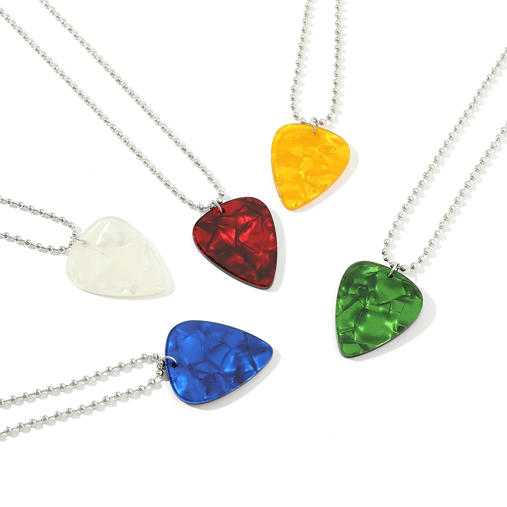 Heart Shape Pendent Necklace Fashion Guitar Pick Necklace for Men Women Trendy Neck Chain Jewelry Accessories