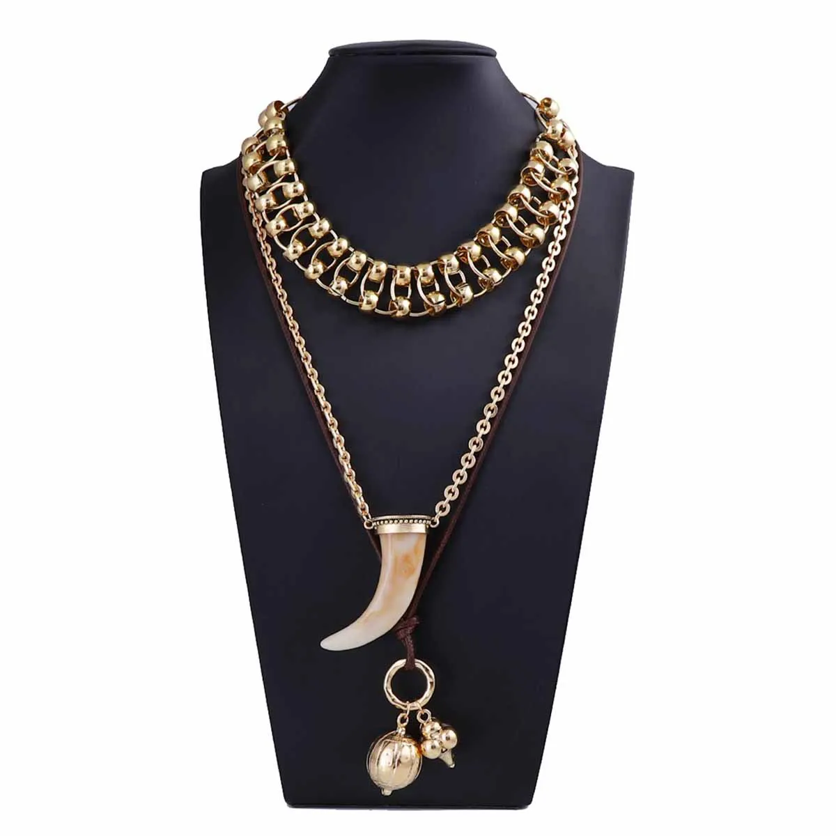2026 New  Multilayer Wolf Tooth Pendant Necklaces for Women Vintage Ethnic Style Holiday Party Jewelry Gifts