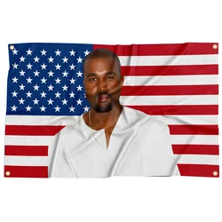 American Flag Rapper Singer Kanye Tapestry Funny Poster Banner 3X5FT For Decoration Bedroom Dorm Wall With Four Brass Grommets