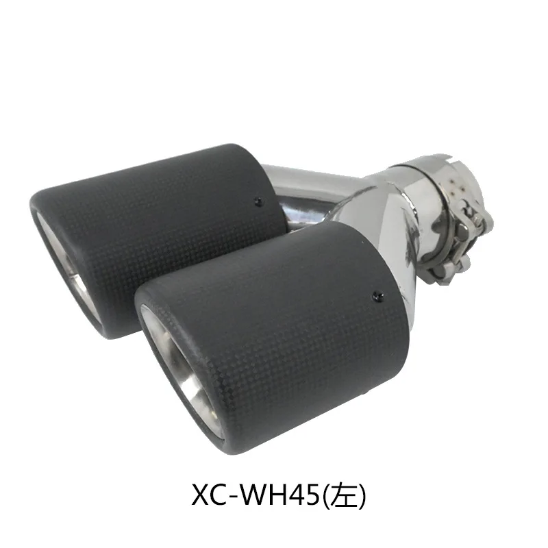 new High Quality Matte Carbon Fiber 304 Stainless Steel Dual Exhaust Pipe Tail for Car Universal Muffler Exhaust