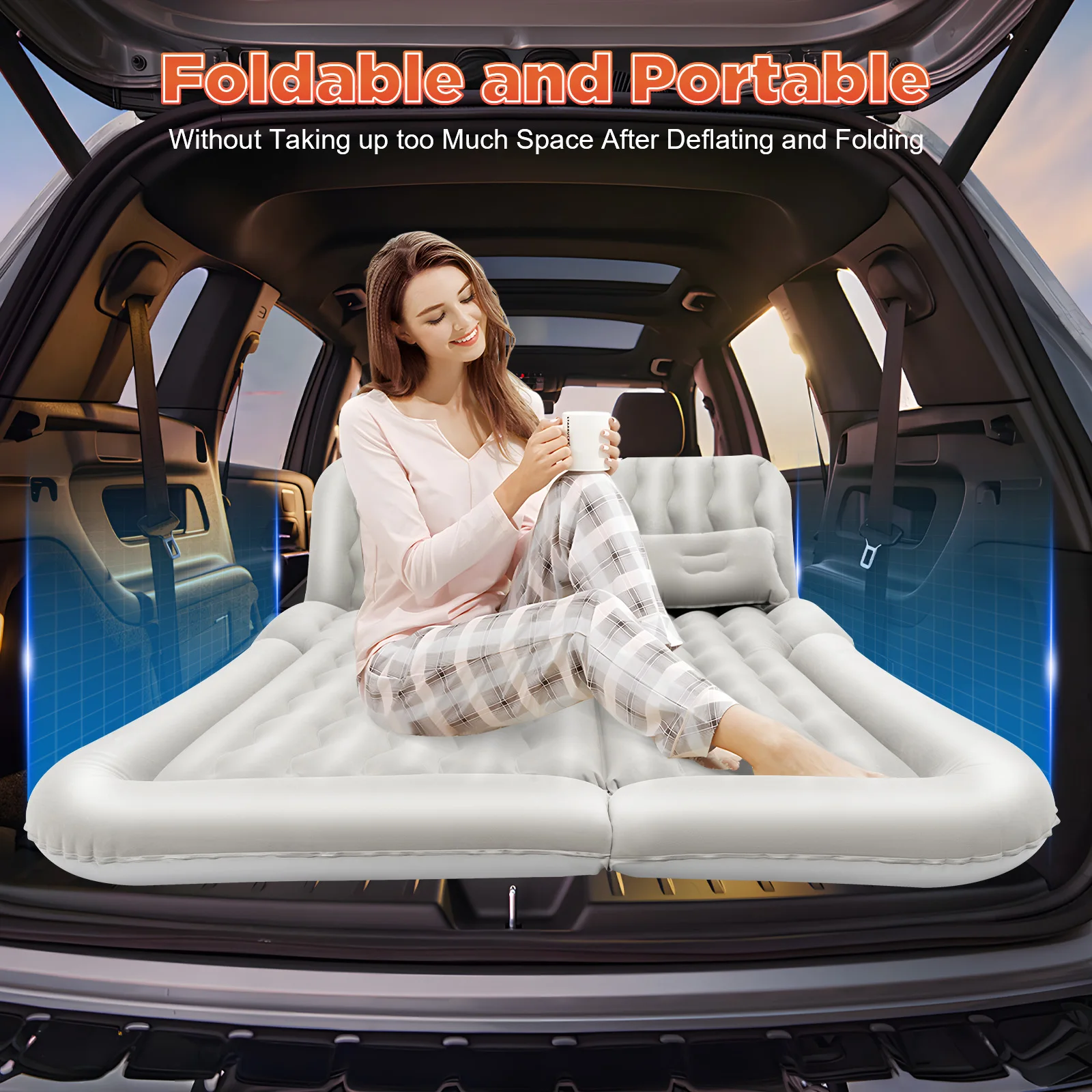 

Car Cushion SUV Bed Travel Cushion Car Bed Camping Inflatable Mattress 175 X 130cm Cushion 2-person Cushion