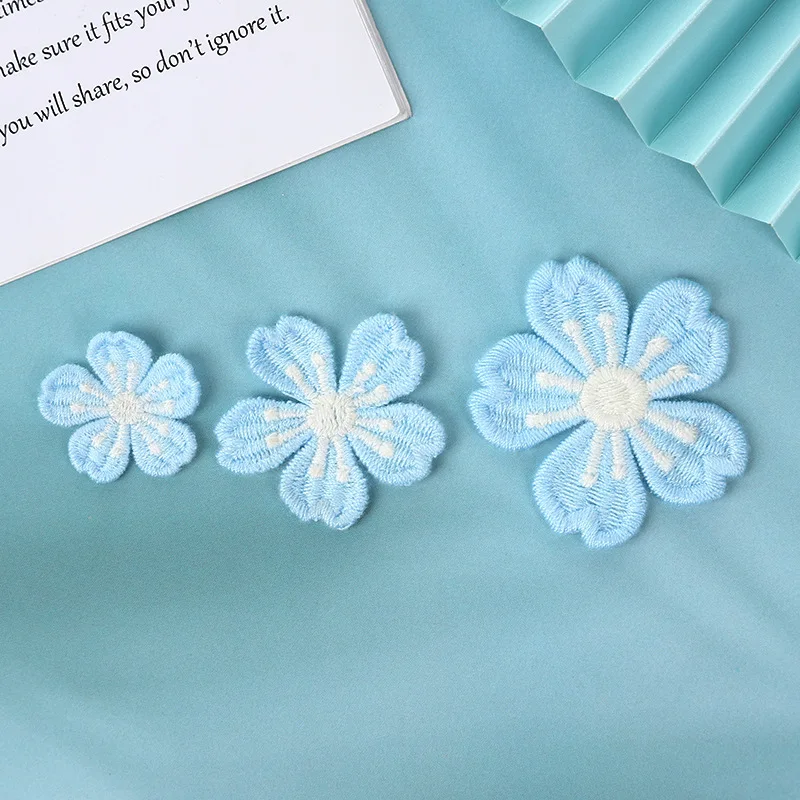 15pcs Hand-woven Five Petals Cherry Blossom Patch DIY Wreath Headdress Shoes Bag Decoration Accessories