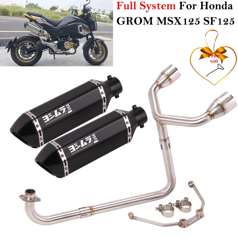 

Full System For Honda MSX125 MSX 125 Motorcycle Exhaust Escape Modified Double Hole Muffler 51mm Front Mid Link Pipe DB Killer