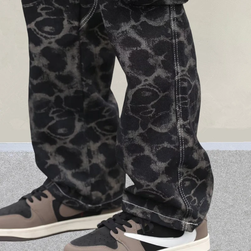 2025 Trashy Y2K Mode Schwarz Leopard Baggy Cargo Neue Jeans Hosen Für Männer 90S Vintage Kleidung Casual Baumwolle Hosen moda Hombre – Detail 13