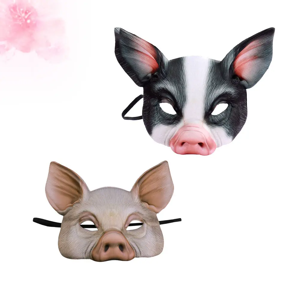 2Pcs Animal Pig Half Face Mask for Halloween Party Masquerade Ball Festival Carnival Costume Themed Event Dancing Unisex