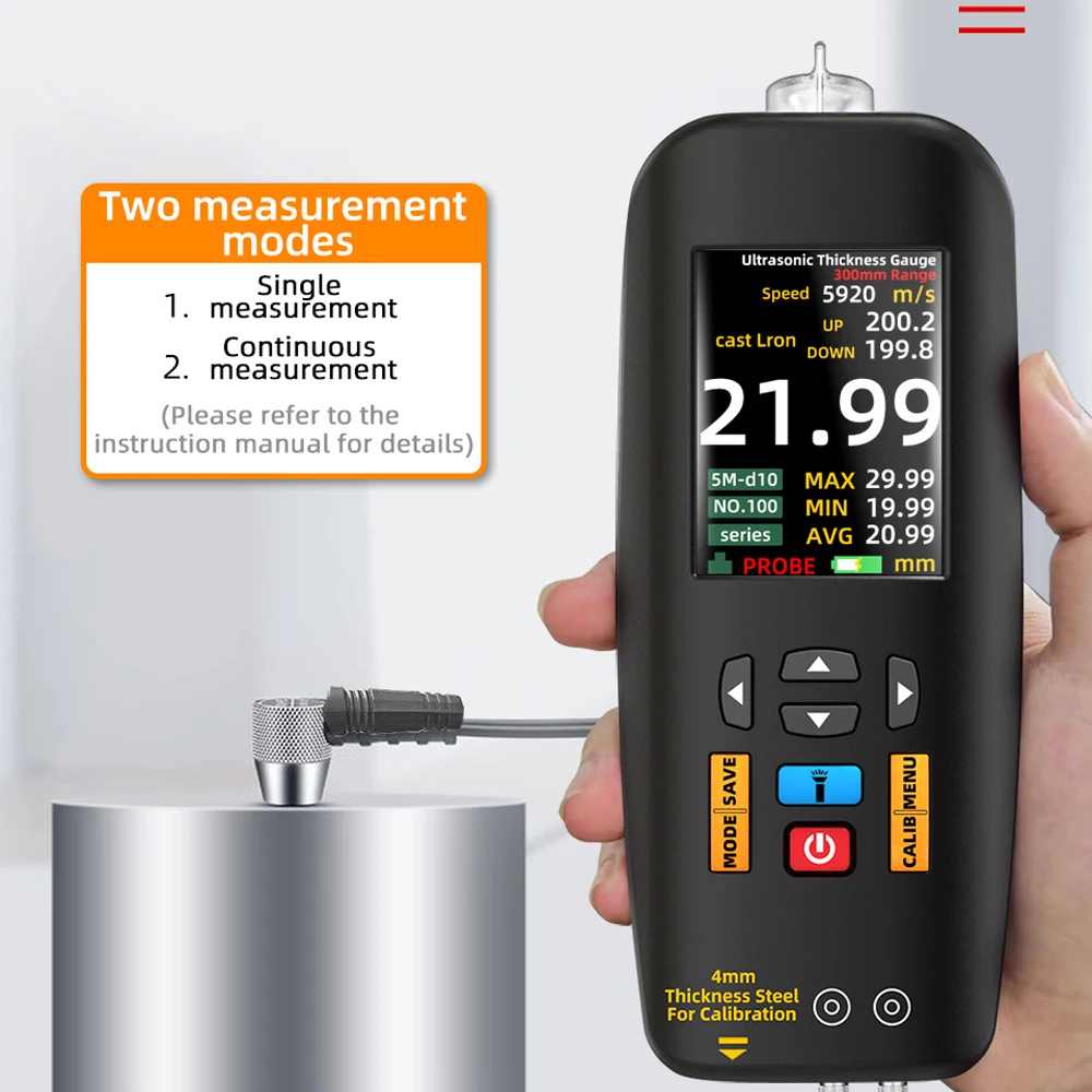 Imagem -05 - Bside-digital Ultrasonic Medidor de Espessura Alta Precisão Metálico Cerâmica Composite Tester Meter 1300 mm Resolução 001 mm