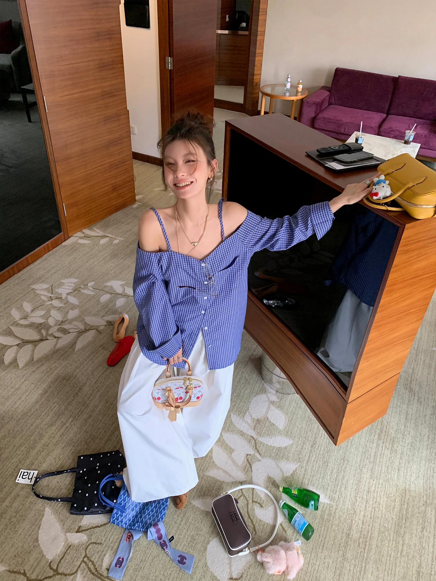 

DULA Good Home Korean Sle Long Sve Striped One oulder Bridesmaid irt Women Loose Chic Top Commute Faion Polyester ...