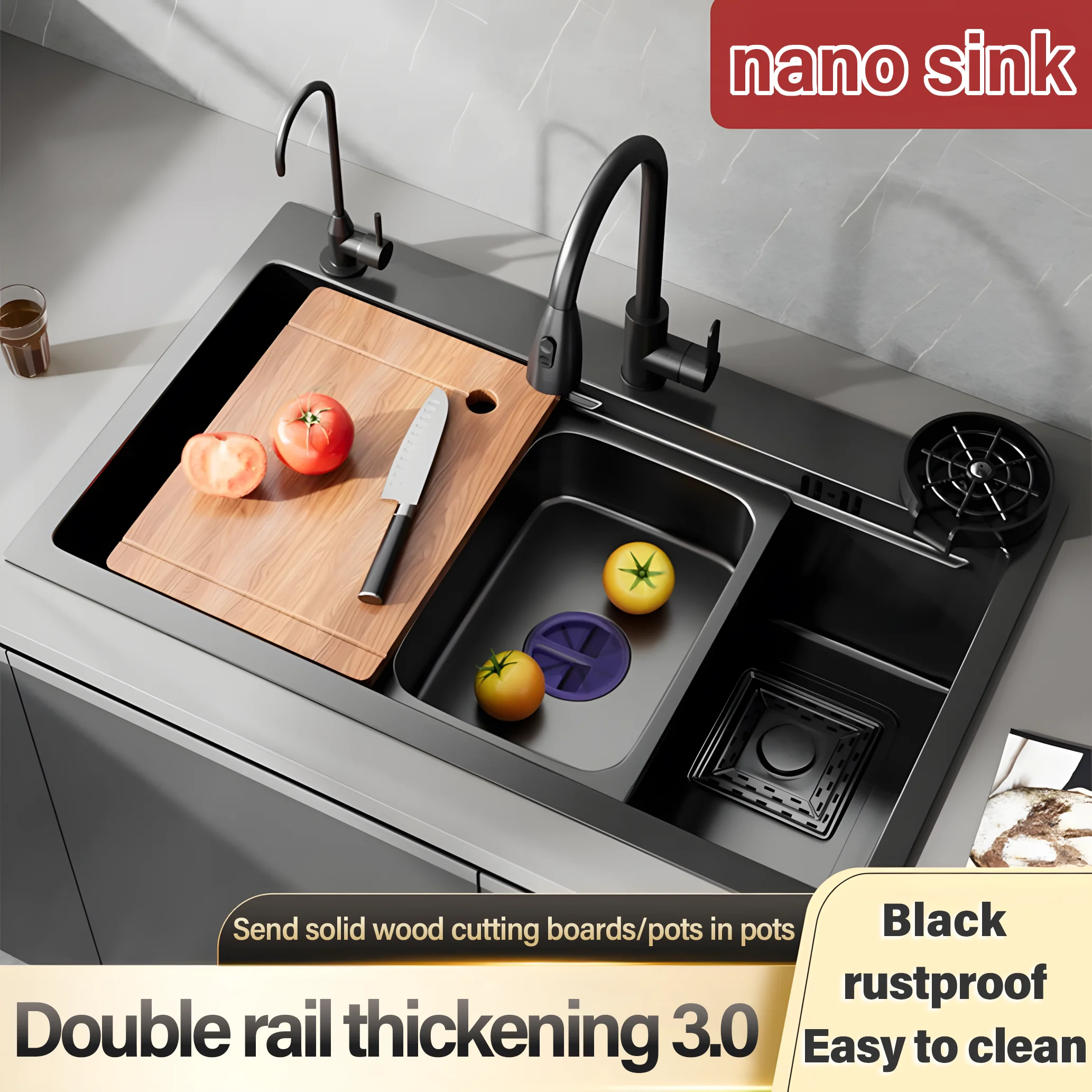 Thickened stainless steel sink Home kitchen vegetable basin Large single slot Internet celebrity vegetable basin Handmade integr