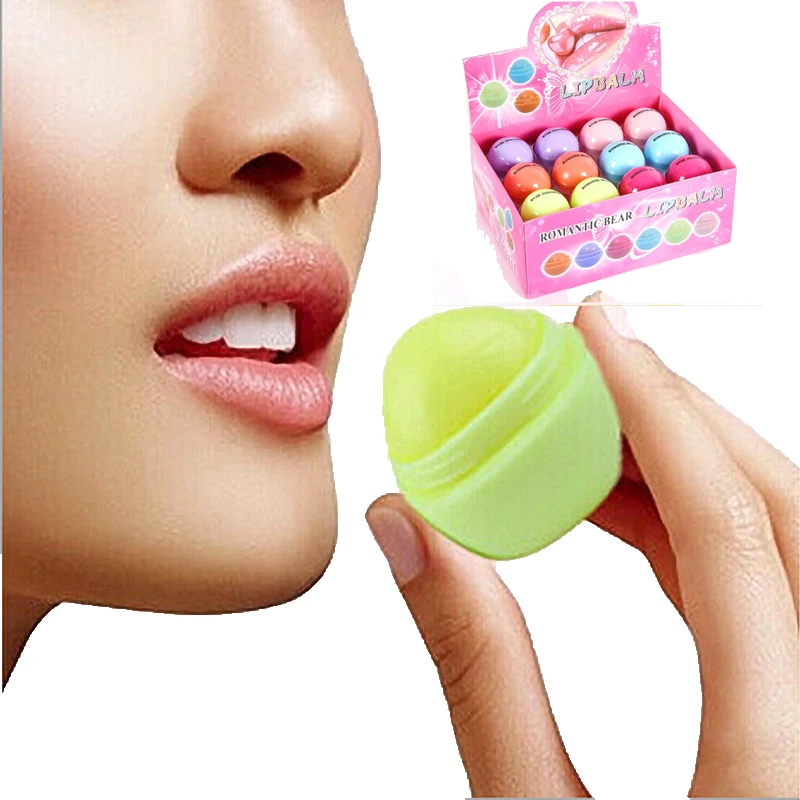 24Pcs/box Lip Balm Round Ball Transparent Lip Balm Kawaii Makeup Lipstick Set Moisturizing Lip Care Products Free Shipping Bulk