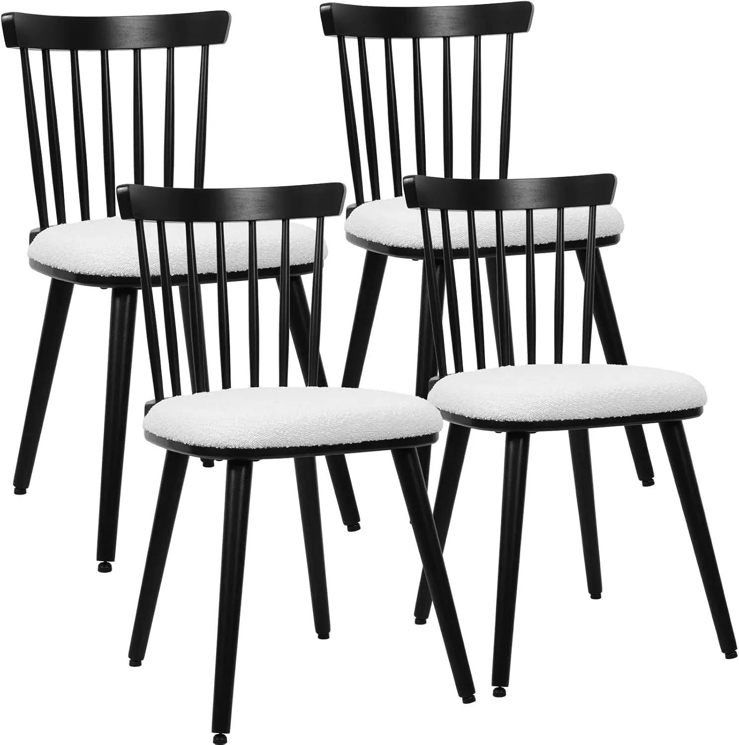 

Black Dining Chairs Set of 4 Farmhouse Wood Spindle Back Dining Room Chairs Mid-Century Modern Padded Windsor Chair for Kitchen