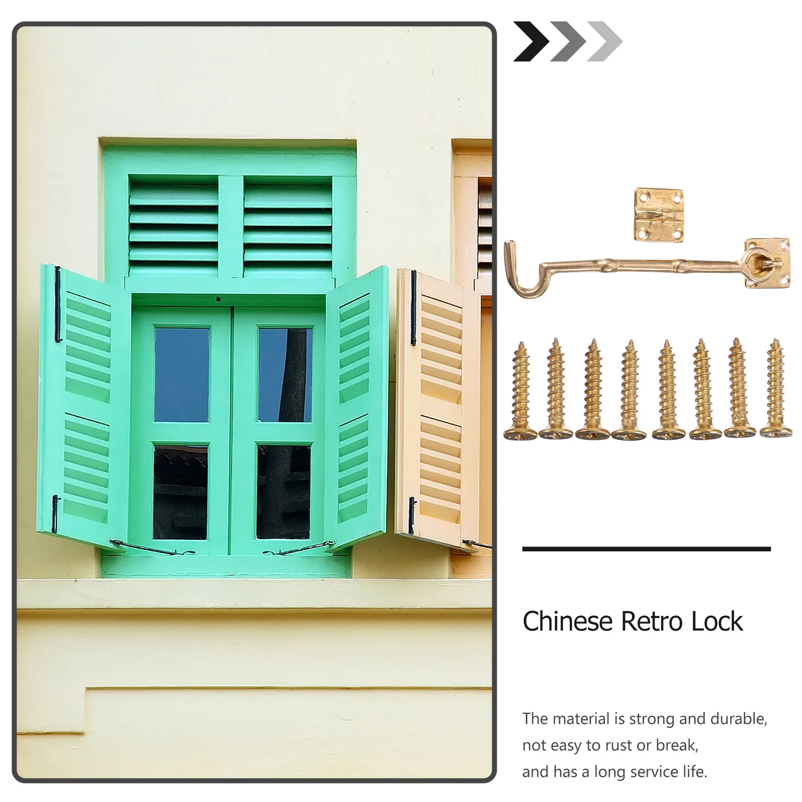 

1Pcs Chinese Retro Copper Door and Window Windproof Hook Durable Rust Free Smooth Finish Easy Installation Decor