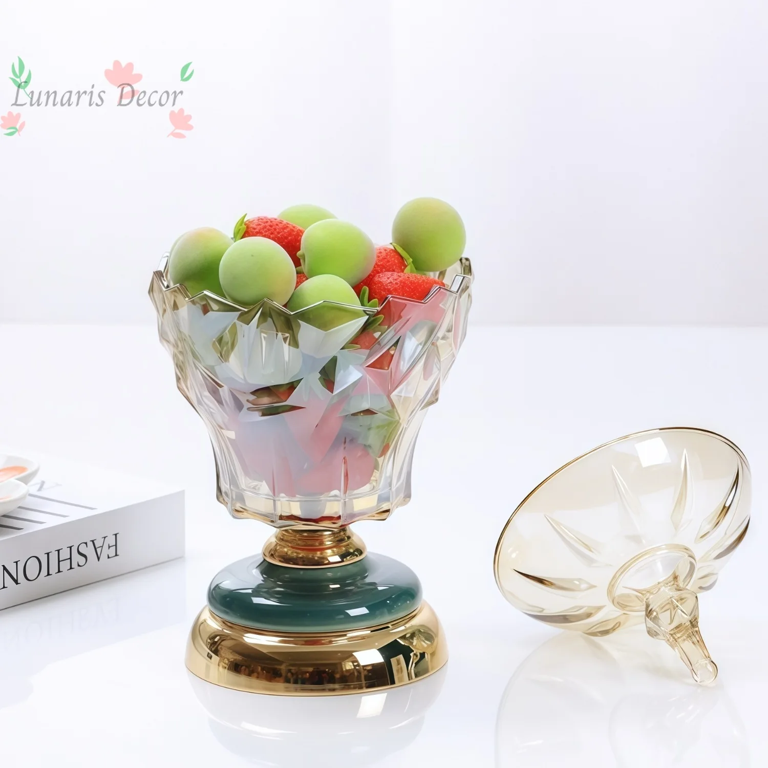 Glass candy jar for home use, modern living room coffee table, practical multifunctional decorative utensil, snack box
