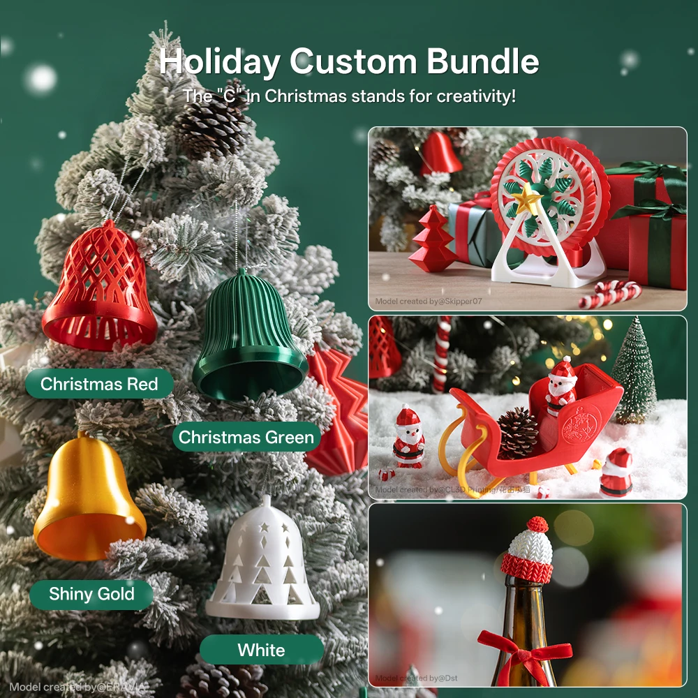 ANYCUBIC عيد الميلاد خيوط الحرير 4 كجم حزمة الحرير طابعة ثلاثية الأبعاد خيوط الطباعة المواد عيد الميلاد هدية الطباعة نموذج لعبة الديكور