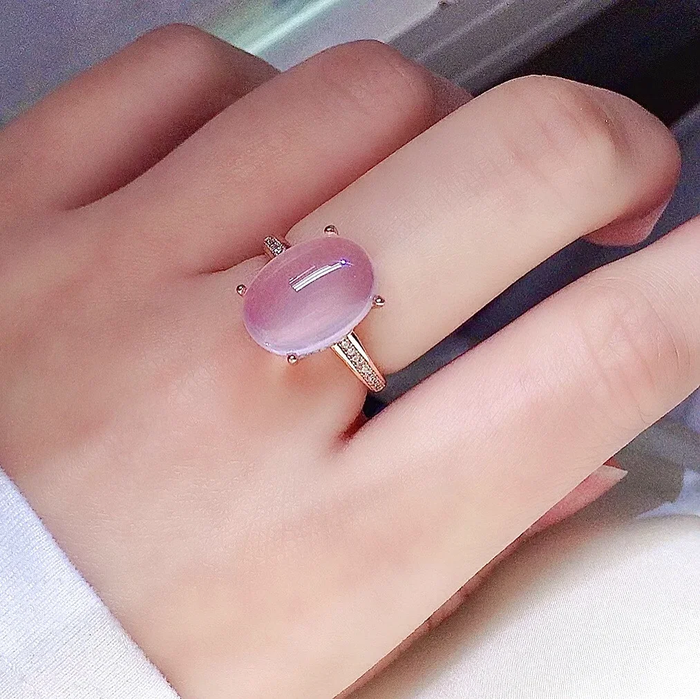 

Simple 925 Silver Rose Quartz Ring for Daily Wear 6ct 10mm*14mm Natural Rose Quartz Silver Ring Gift for Woman