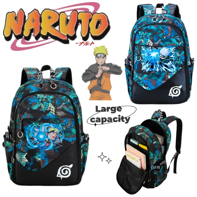 Naruto-Rucksack, neues, kreatives Cartoon-Design, Uzumaki Naruto, modisch, strapazierfähig, wasserdicht, großes Fassungsvermögen, leichter Schulrucksack. – Detail 1