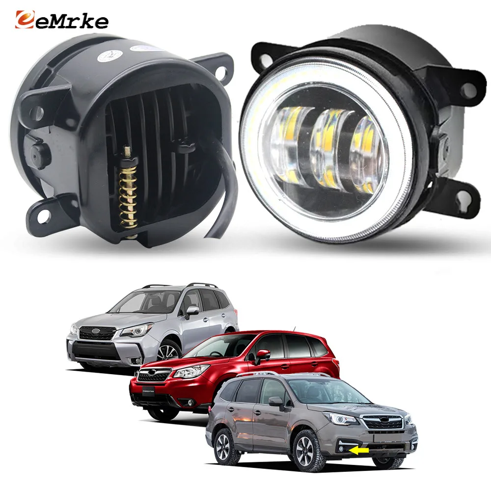 

White + Yellow 40W Led Fog Lights Front Bumper Driving Lamp Angel Eyes Halo For Subaru Forester SJ 2013 2014 2015 2016 2017 2018