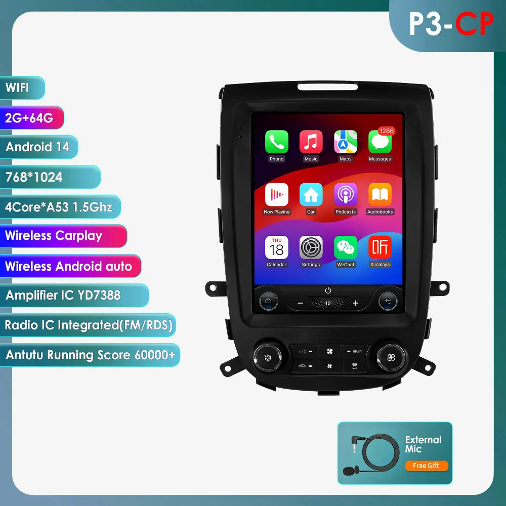 9,7'' 7862 8-core 360 ° Draadloze CarPlay Android autoradio voor Hyundai Santa Fe 2 2006-2012 GPS Multimedia Stereo Head Unit