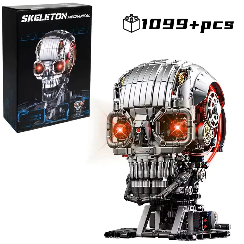 

2026 New STEM Creative Dynamic Mechanical Skull Head Building Blocks Bone Desktop Ornament Model Kid Assembly Toy Gift for Boys