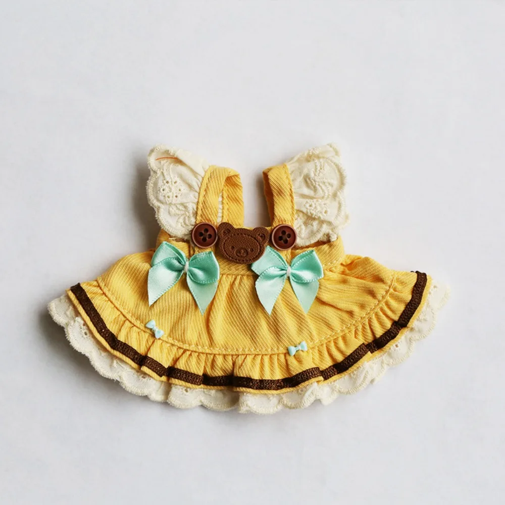 

Cotton Doll Clothes Undershirt Solid Color Princess Dress 12cm Plush Doll Clothes Bow High Quality No Attributes Doll Clothes