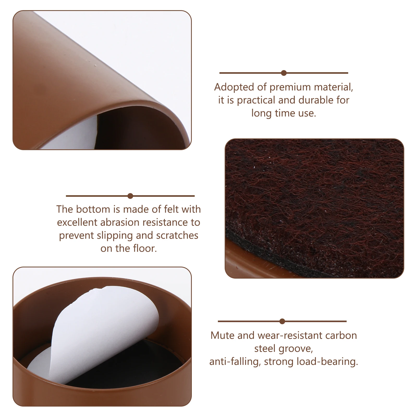 

2PCS Table Feet Riser Chair Leg Covers 4x4cm Brown Desk Foot Protectors Furniture Accessories Wear Resistant Carbon Steel Felt