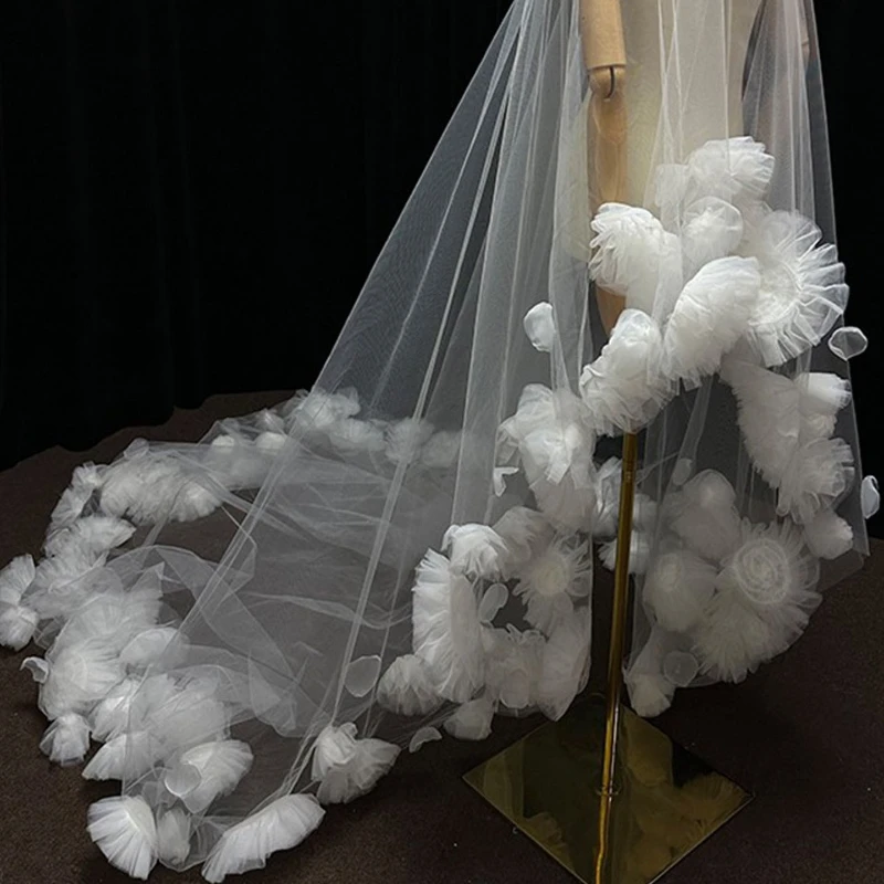 Big Flower Concave Prop Bridal Veil Dream Rose Fish Tail Wedding Dress Headgear