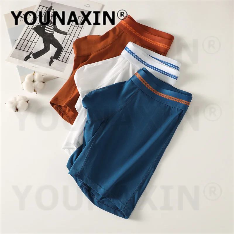 5 Pieces Men's Cotton Long Boxer Briefs Mid Waist Extended Leg Sexy Stretch Breathable Big Size Comfort Underwear M L XL 2XL 3XL