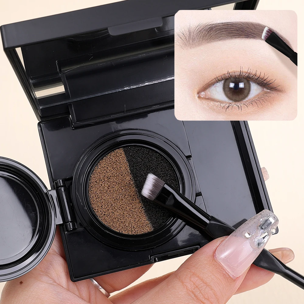 Tow Color Cushion Wild Eyebrow Cream Makeup Waterproof Lasting Contouring Eyebrow Eyeliner Cream with Brush Eyes Makeup Cosmetic