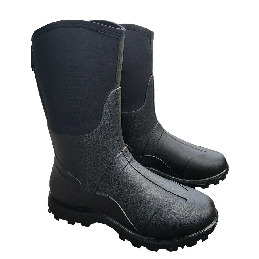 New Men\'s Niu Brang Mid Tube Rain Boots Water Shoes and Rain Shoes for Warmth and Warmth