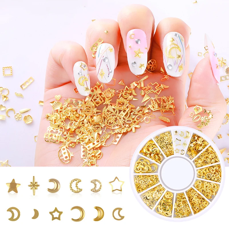 Rebite de Metal para Decorações Nail Art, Praia Mista, Estilo Oceano, Jóias, Encantos de DIY, Acessórios Artesanais, Lua, Estrelas