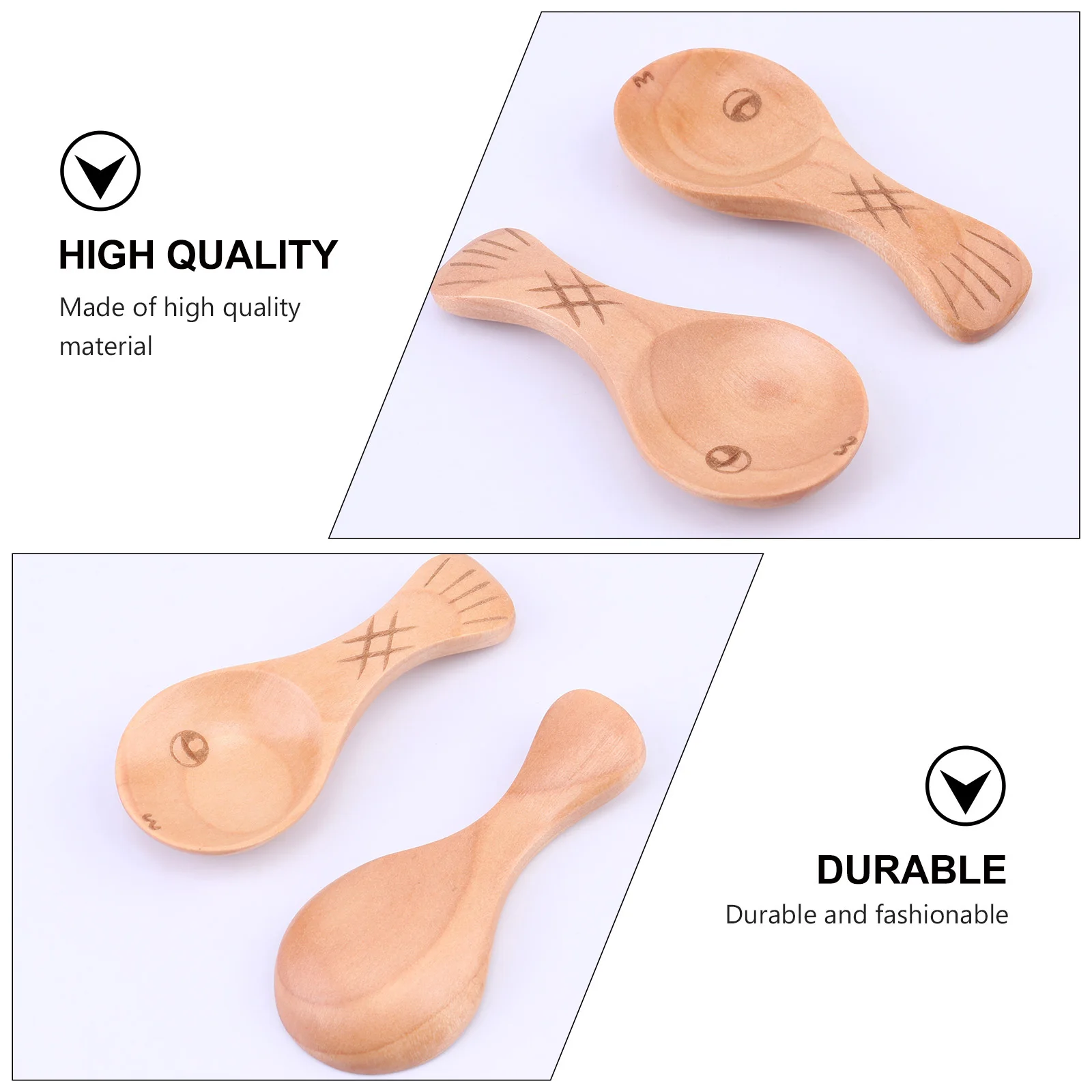 

6pcs Wooden Spoons Infant Scoop Kitchen Utensils Baby Supplies Small Salt Spoons Stirring Seasoning Fish Design