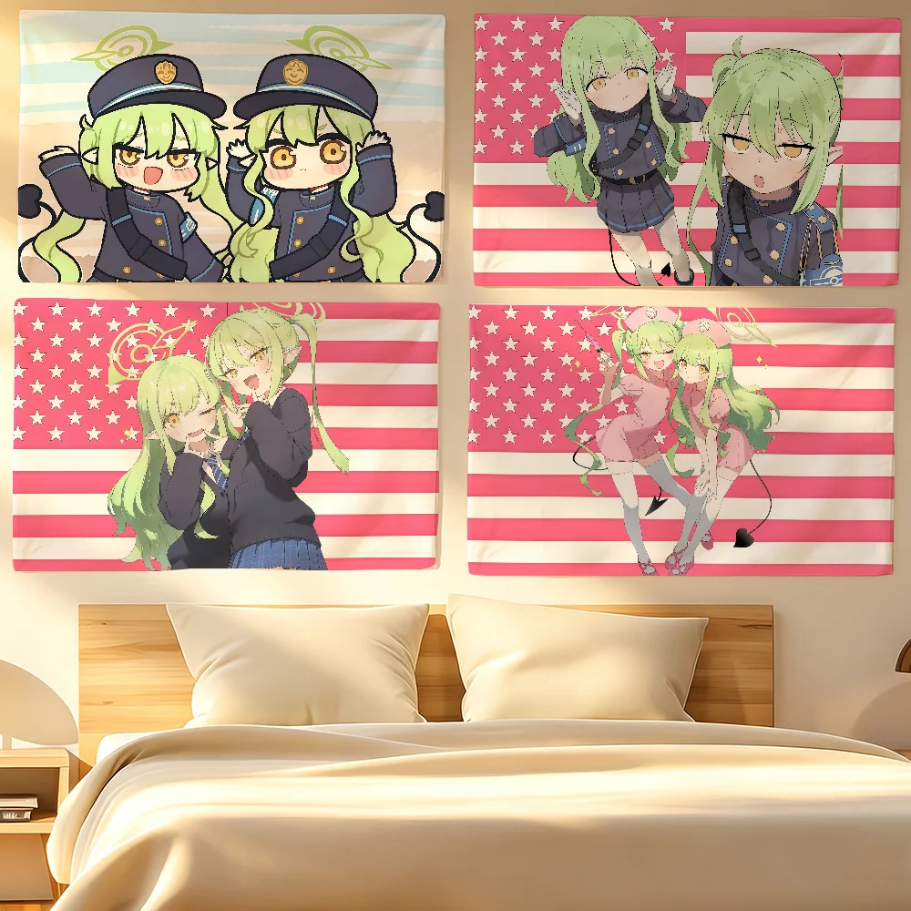 H-Hikari and Nozomi from Blue Archive flag For Living Room Home Dorm Decor Wall Outdoor Camping Party Banner Gifts