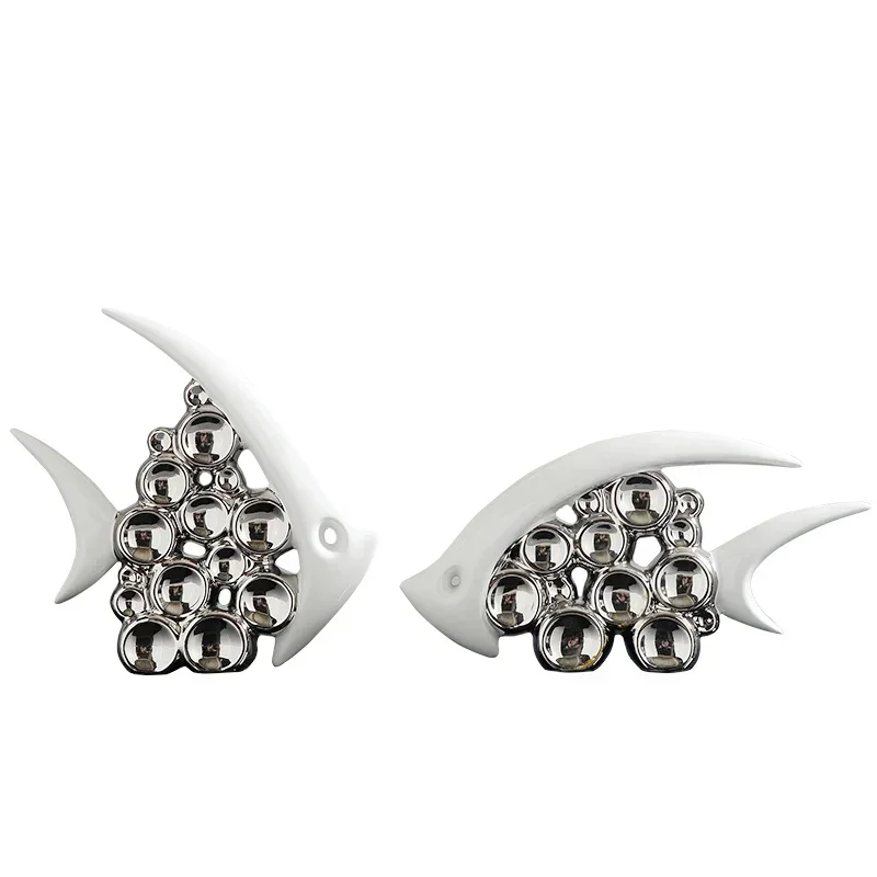 

European Ceramic Silver Plated Snail Fish Butterfly Figurines Home Furnishing Decoration Crafts Club Table Sculpture Accessorie