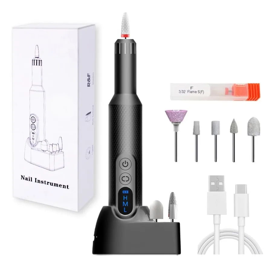 

Cordless Electric Nail Drill for Home Salon Use: Rechargeable Manicure Pedicure Kit with HighSpeed Nail Grinder for Acrylic Gel