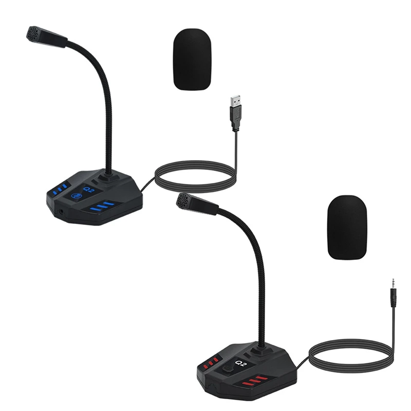 Q2 Desktop Gooseneck Condenser Microphone XLR Conference Microphone For Meetings/Voice/Games, 3.5Mm Easy To Use