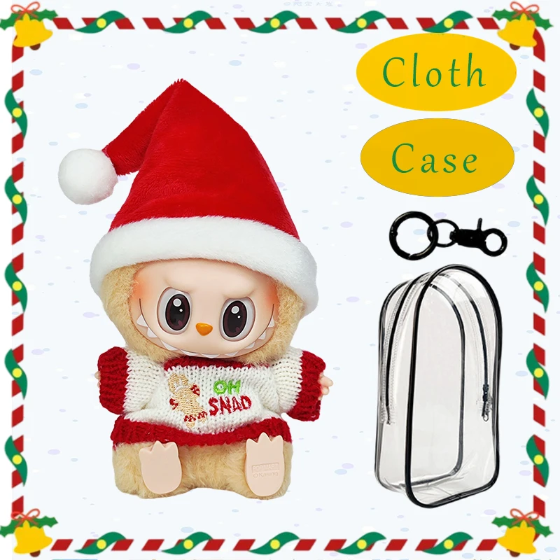 17 سنتيمتر ملابس دمية قطيفة صغيرة الزي اكسسوارات ل Labubu V3 V1 V2 عيد الميلاد كوكي رجل سترة قبعة الملابس هدية السنة الجديدة #6