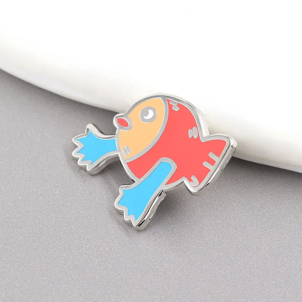 Lustiger, seltsamer Fisch mit Händen, Emaille-Anstecker, Cartoon-Meerestier-Abzeichen, niedliche Tier-Brosche für Rucksack, Kleidung, Reversnadel, Schmuck, Geschenk – Detail 5